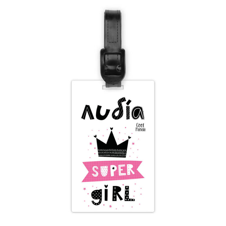 Ταμπελάκι τσάντας ξύλινο “Super Girl”