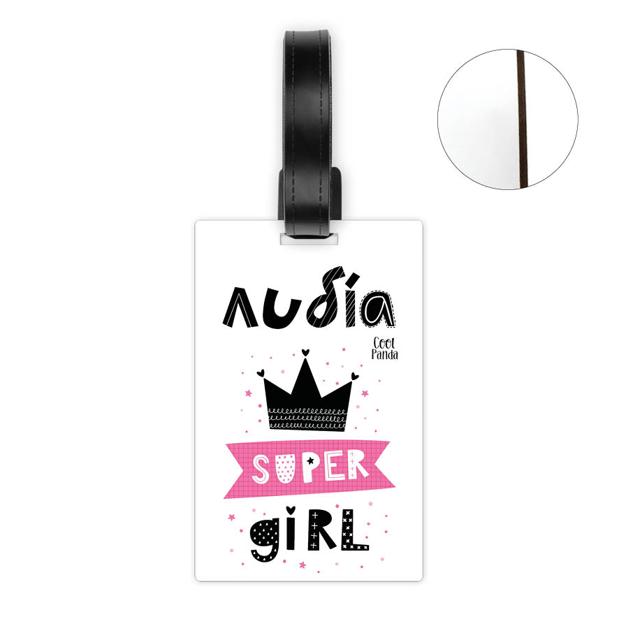 Ταμπελάκι τσάντας ξύλινο “Super Girl”