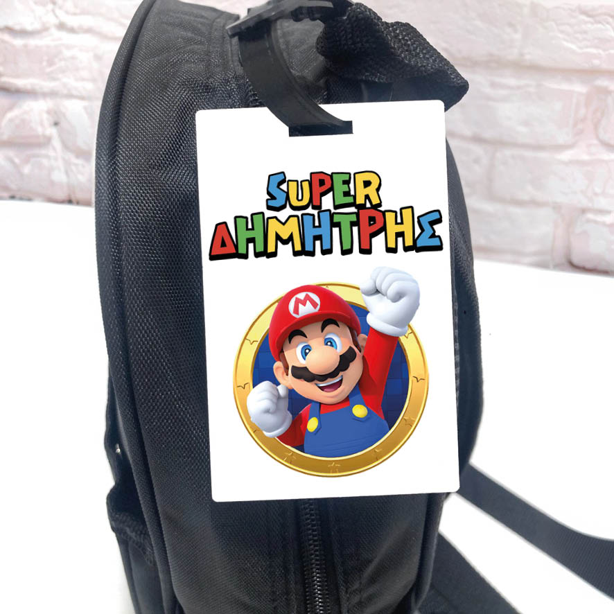 Ταμπελάκι τσάντας ξύλινο “Super Mario”