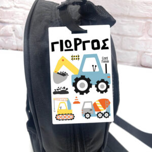 Ταμπελάκι τσάντας ξύλινο “Trucks”