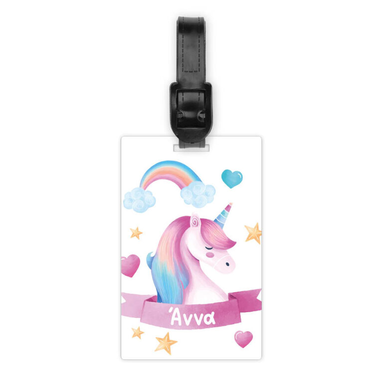 Ταμπελάκι τσάντας ξύλινο “Unicorn pink”