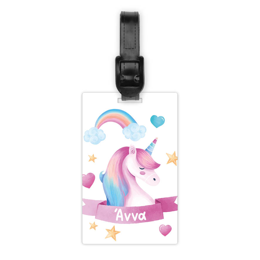Ταμπελάκι τσάντας ξύλινο “Unicorn pink”