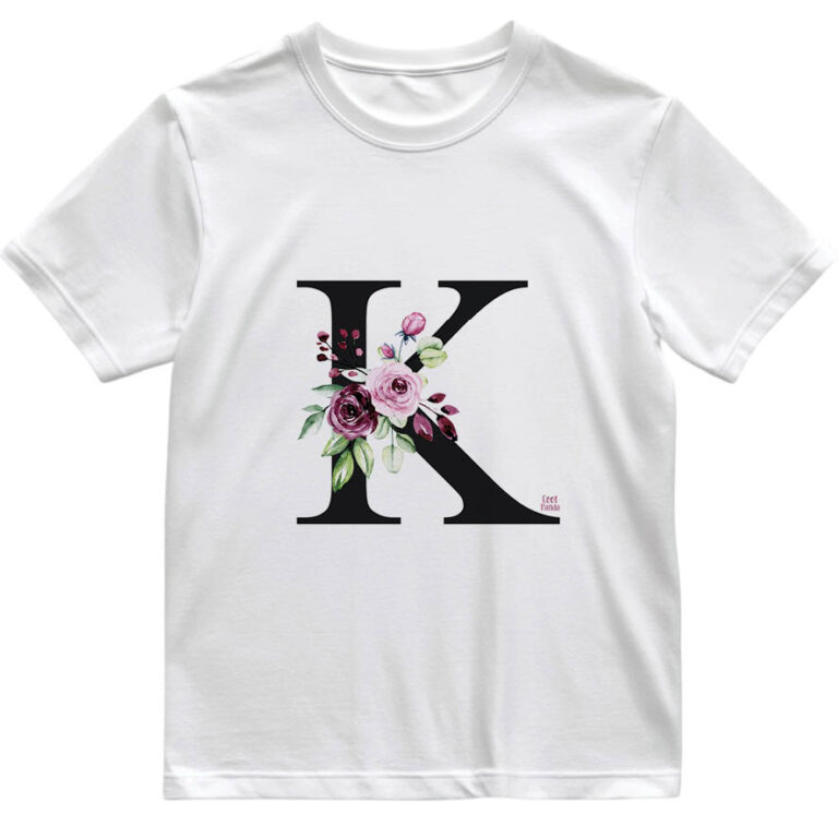 Παιδικό T-shirt “Floral μονόγραμμα ροζ”