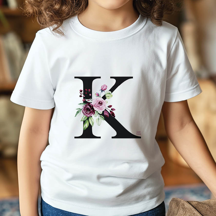 Παιδικό T-shirt “Floral μονόγραμμα ροζ”