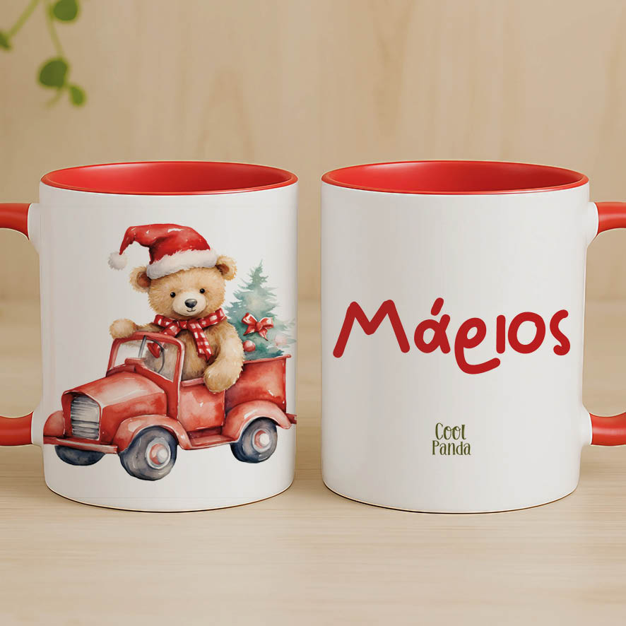 Σετ κούπα με στολίδι “Αρκουδάκι με αμάξι”