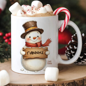 Κούπα 11oz “Χιονάνθρωπος με ταμπέλα”