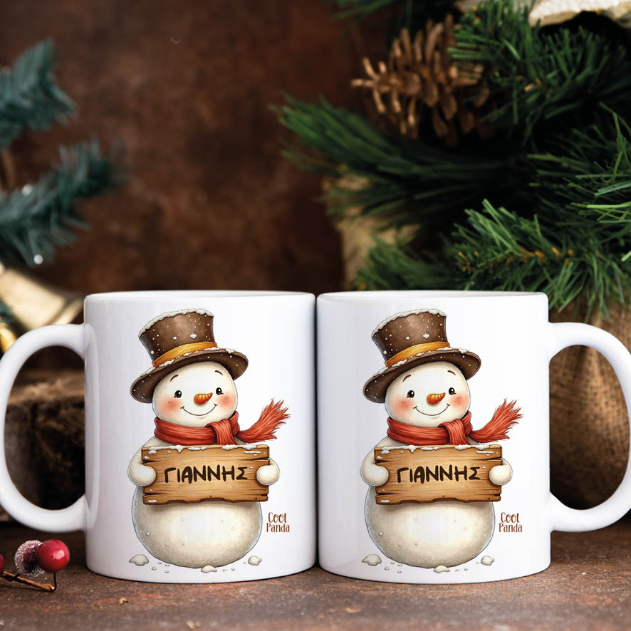 Κούπα 11oz “Χιονάνθρωπος με ταμπέλα”