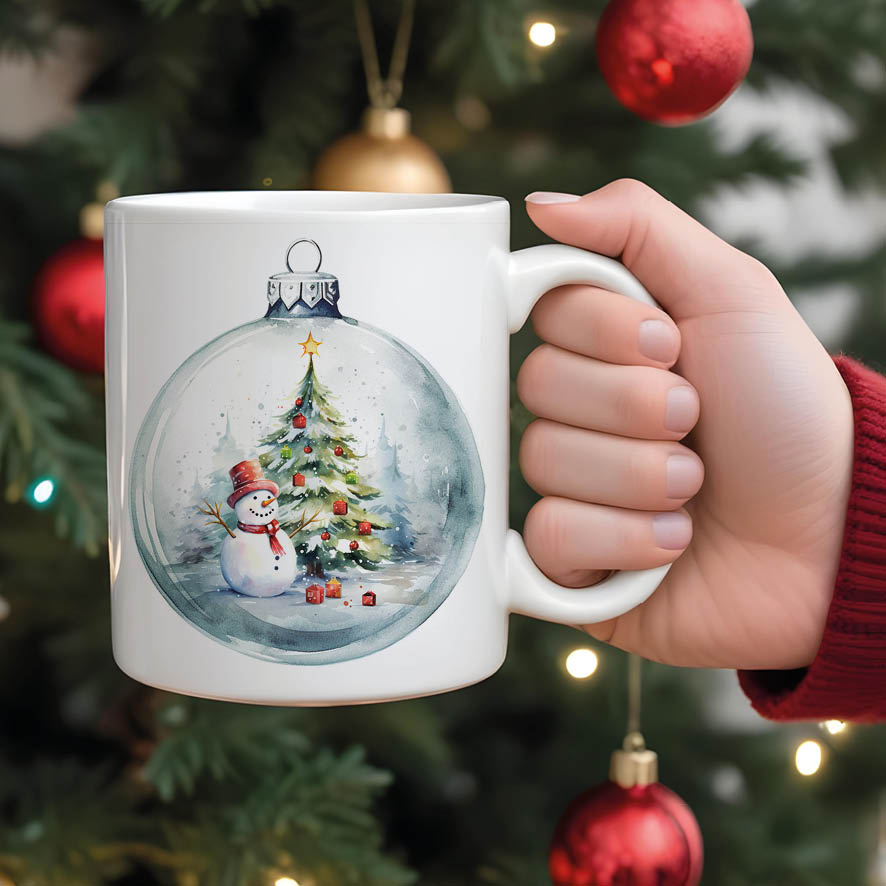 Σετ κούπα με στολίδι “Χιονάνθρωπος & δέντρο”