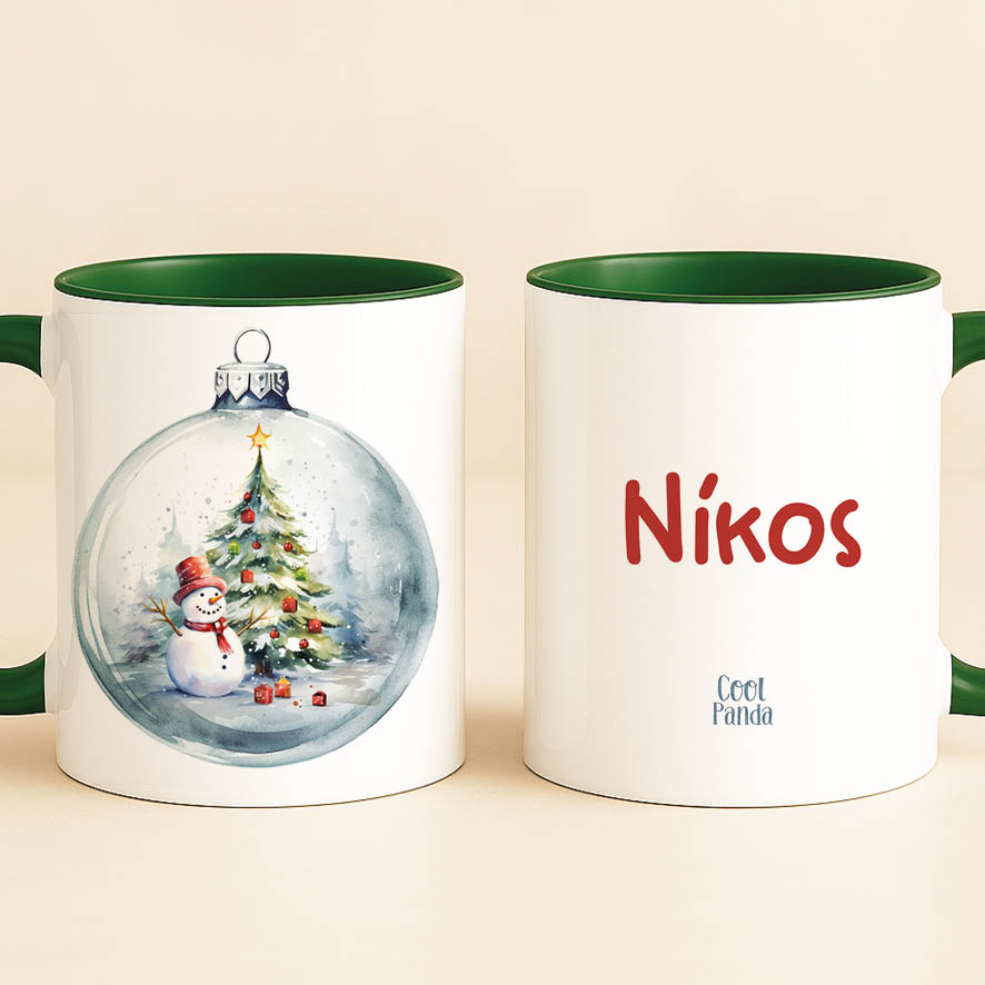 Σετ κούπα με στολίδι “Χιονάνθρωπος & δέντρο”