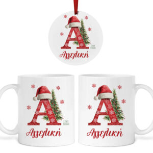 Σετ κούπα με στολίδι “Χριστουγεννιάτικο μονόγραμμα”