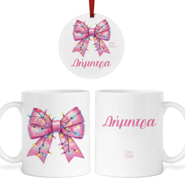 Σετ κούπα με στολίδι “Ροζ φιόγκος”