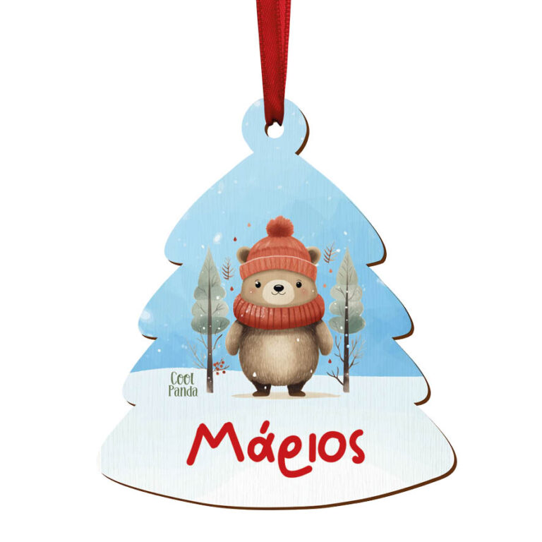 Δεντράκι ξύλινο “Αρκουδάκι κόκκινο”