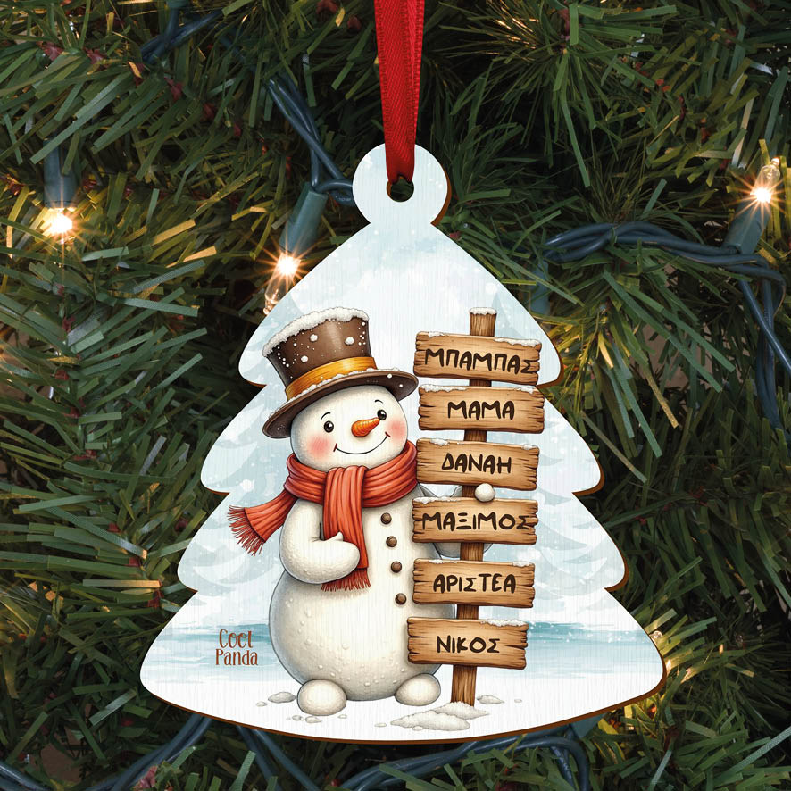 Δεντράκι ξύλινο “Oικογένεια Χιονάνθρωπος”