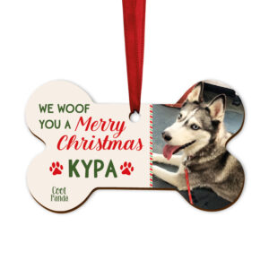 Ξύλινο στολίδι για σκύλο με φωτογραφία & όνομα