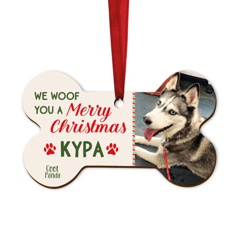 Ξύλινο στολίδι για σκύλο με φωτογραφία & όνομα