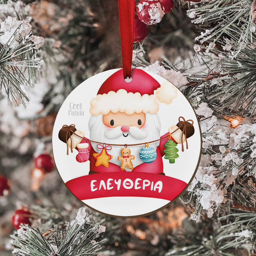 Στολίδι ξύλινο 7cm “Αγ. Βασίλης γιρλάντα”