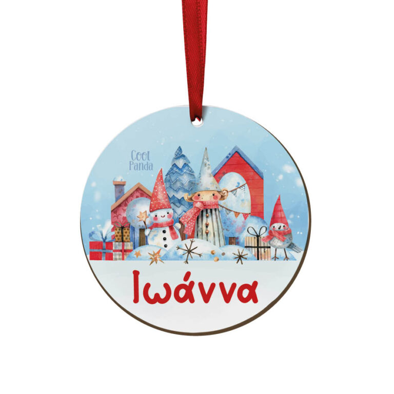 Στολίδι ξύλινο 7cm “Μπλε Χριστούγεννα”