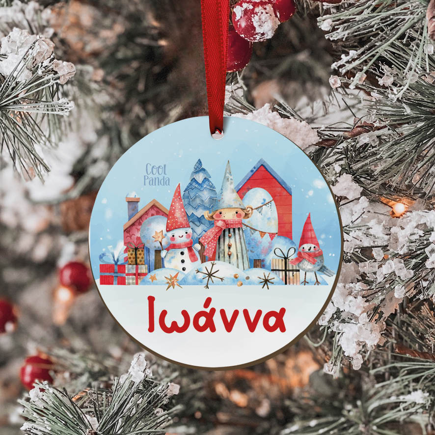 Στολίδι ξύλινο 7cm “Μπλε Χριστούγεννα”