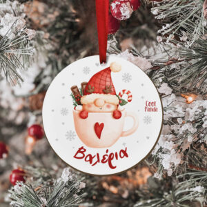 Στολίδι ξύλινο 7cm “Κούπα με γλυκά”