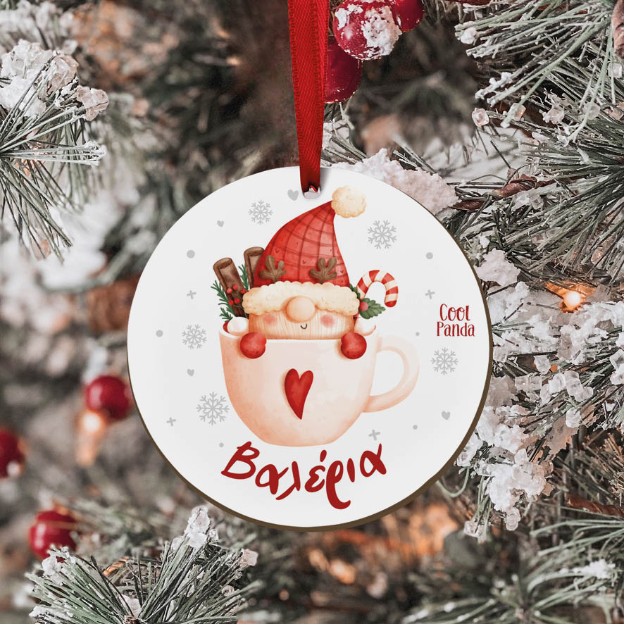 Στολίδι ξύλινο 7cm “Κούπα με γλυκά”