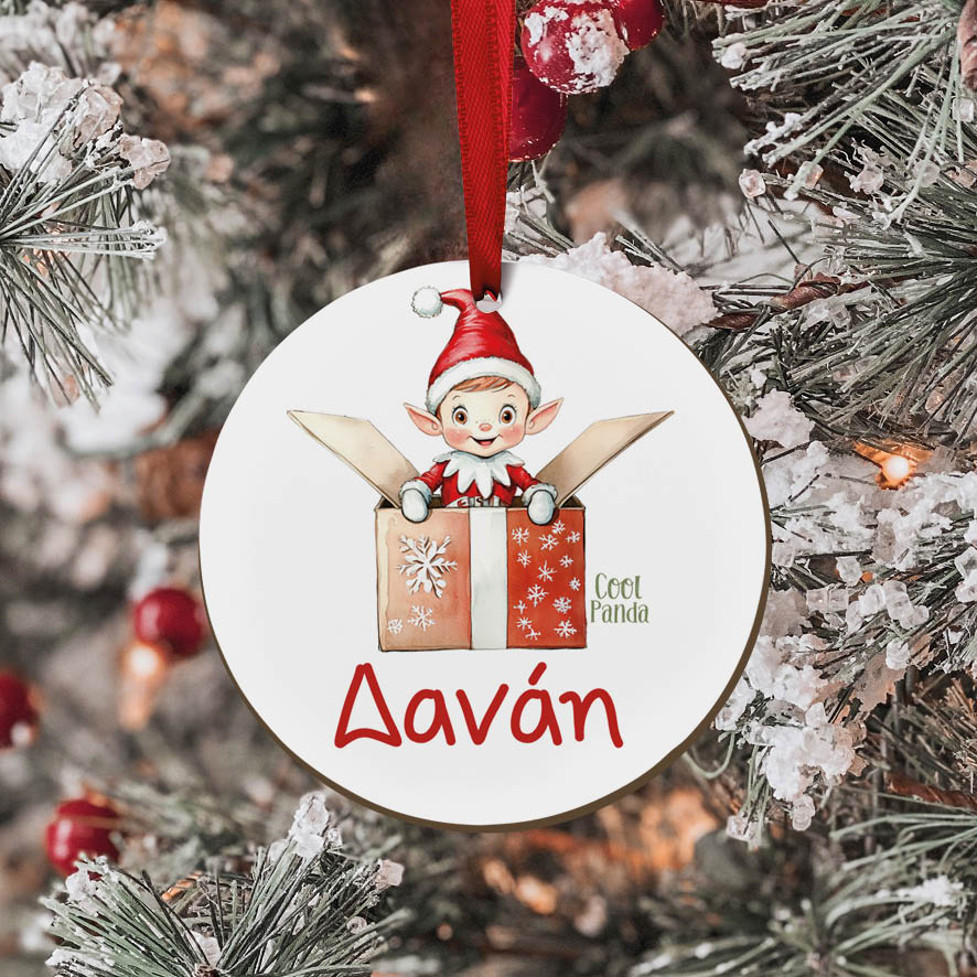 Στολίδι ξύλινο 7cm “Ξωτικό δώρο”