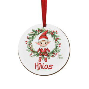 Στολίδι ξύλινο 7cm “Ξωτικό στεφάνι”