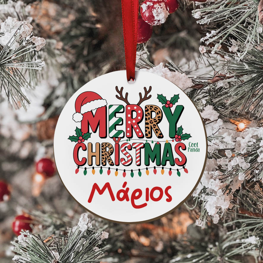 Στολίδι ξύλινο 7cm “Μerry Christmas”