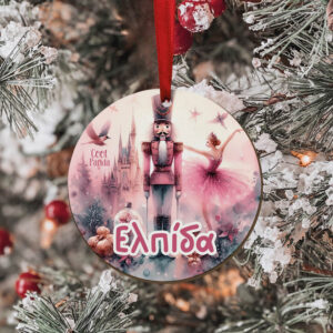 Στολίδι ξύλινο 7cm “Τhe pink Nutcracker”