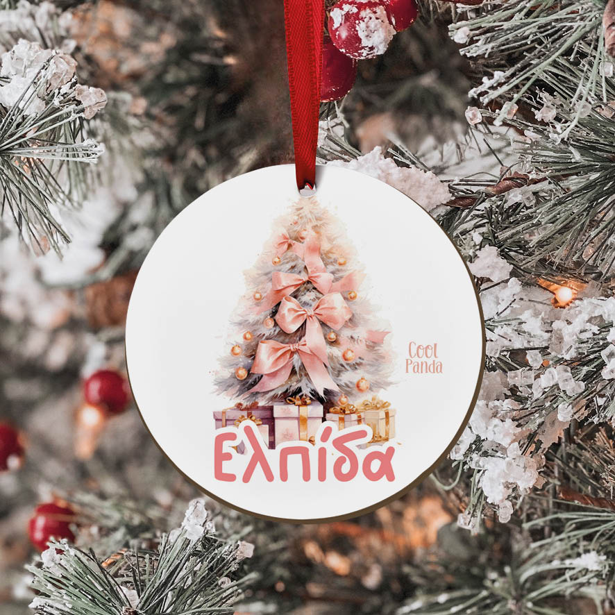 Στολίδι ξύλινο 7cm “Pink Christmas tree”