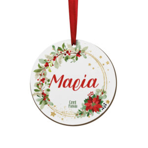 Στολίδι ξύλινο 7cm “Στεφάνι χρυσό “