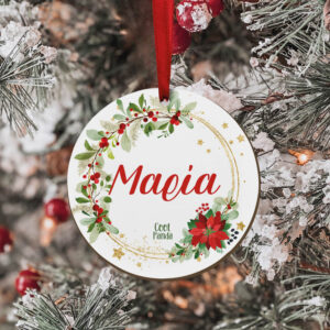 Στολίδι ξύλινο 7cm “Στεφάνι χρυσό “