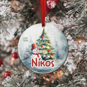 Στολίδι ξύλινο 7cm “Χιονάνθρωπος & δέντρο”