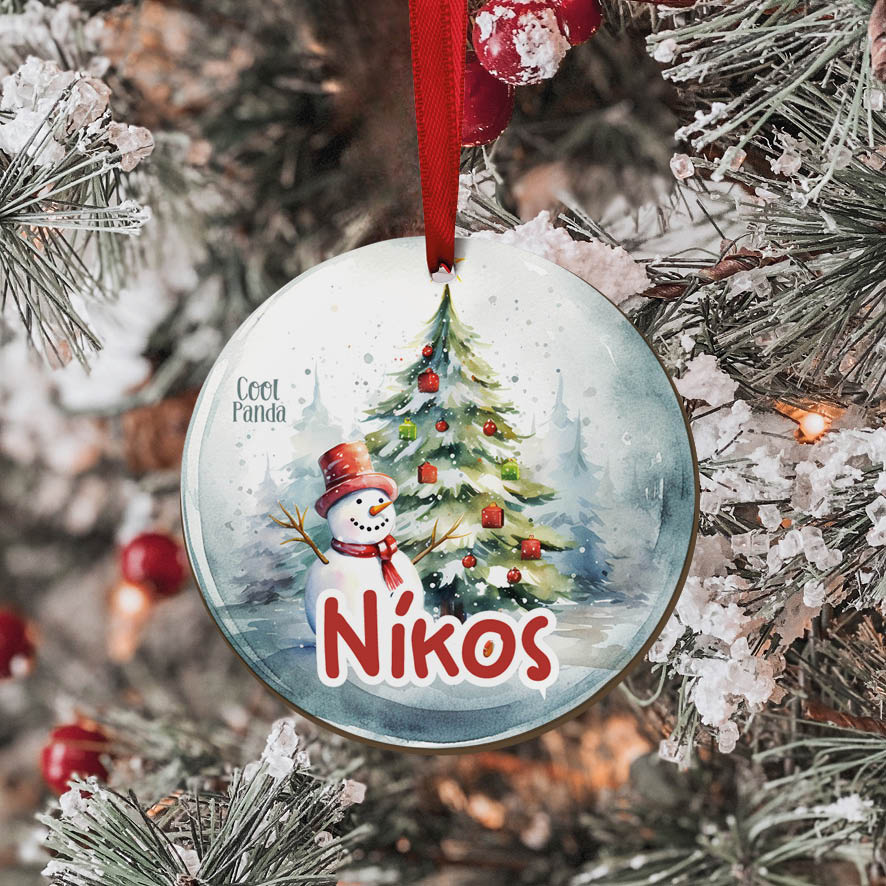 Στολίδι ξύλινο 7cm “Χιονάνθρωπος & δέντρο”