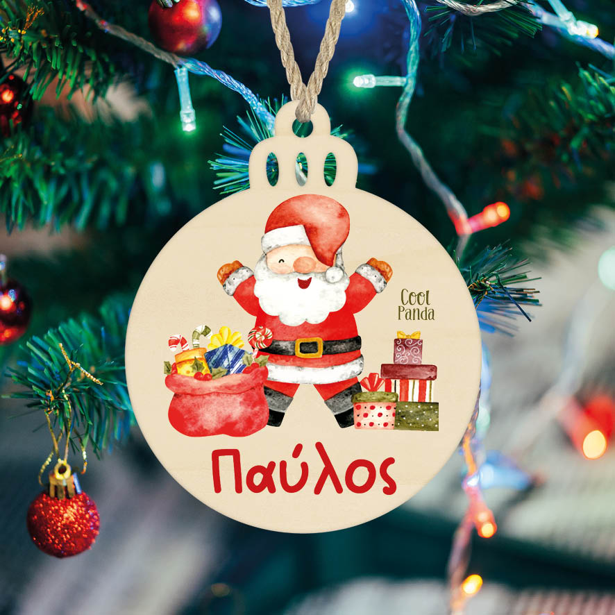 Μπάλα ξύλινη 7cm “Αγ. Βασίλης”