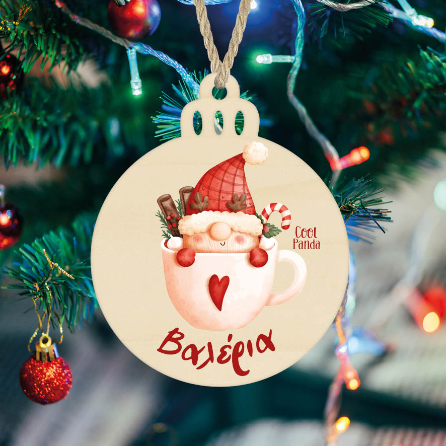 Μπάλα ξύλινη 7cm “Κούπα με γλυκά”