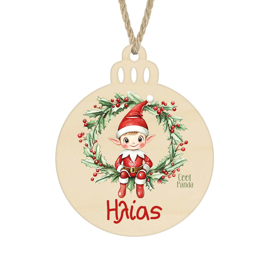 Μπάλα ξύλινη 7cm “Ξωτικό στεφάνι”