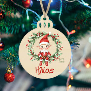 Μπάλα ξύλινη 7cm “Ξωτικό στεφάνι”