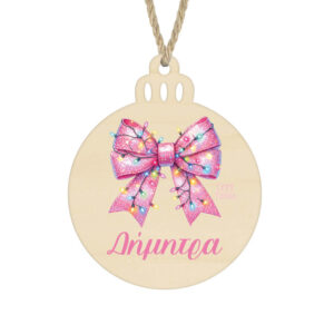 Μπάλα ξύλινη 7cm “Ροζ φιόγκος”