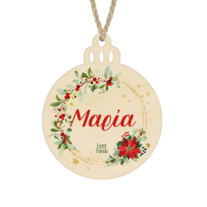 Μπάλα ξύλινη 7cm “Στεφάνι χρυσό”