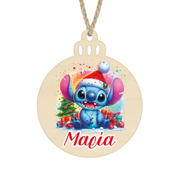 Μπάλα ξύλινη 7cm “Christmas Stitch”