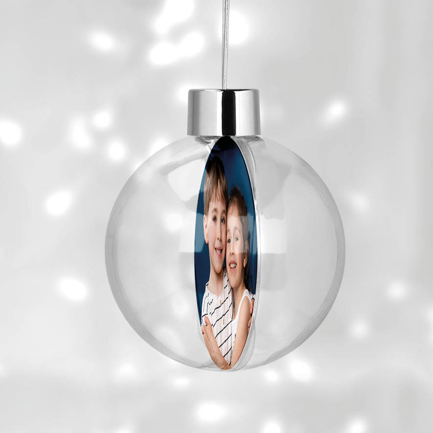 Διάφανη μπάλα με φωτογραφία και όνομα “Στεφάνι παιδικό”