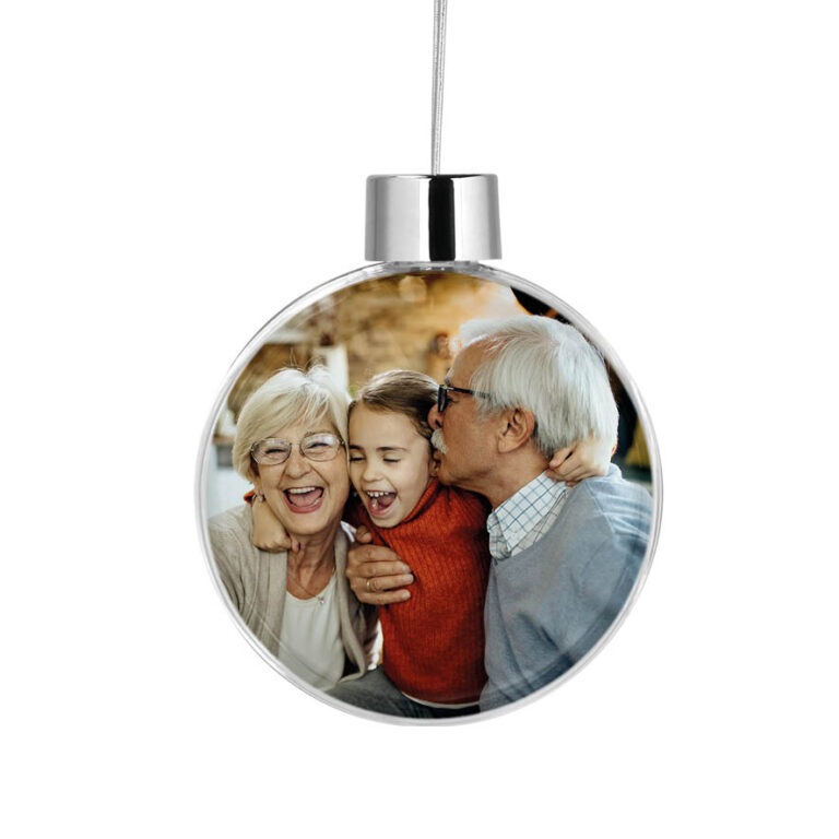 Διάφανη μπάλα με φωτογραφία και κείμενο “Παππού & Γιαγιά”