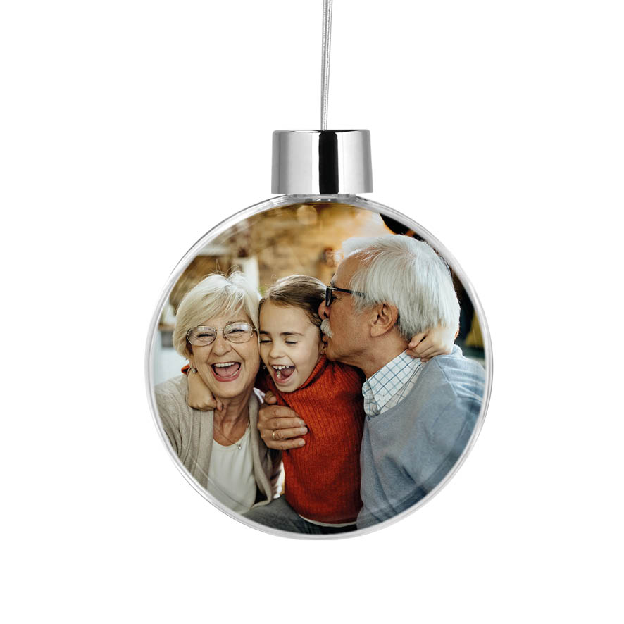 Διάφανη μπάλα με φωτογραφία και κείμενο “Παππού & Γιαγιά”