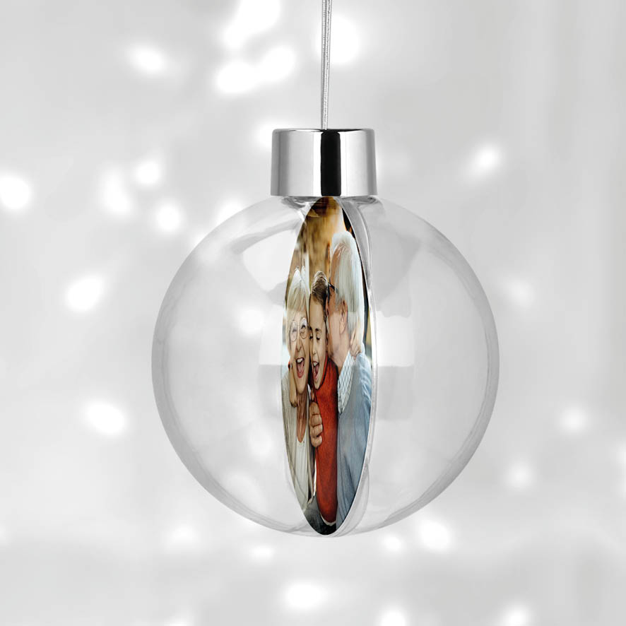 Διάφανη μπάλα με φωτογραφία και κείμενο “Παππού & Γιαγιά”