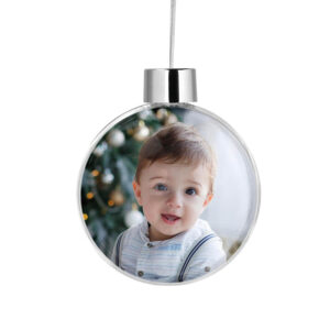 Διάφανη μπάλα με φωτογραφία “Πρώτα Χριστούγεννα Στεφάνι”