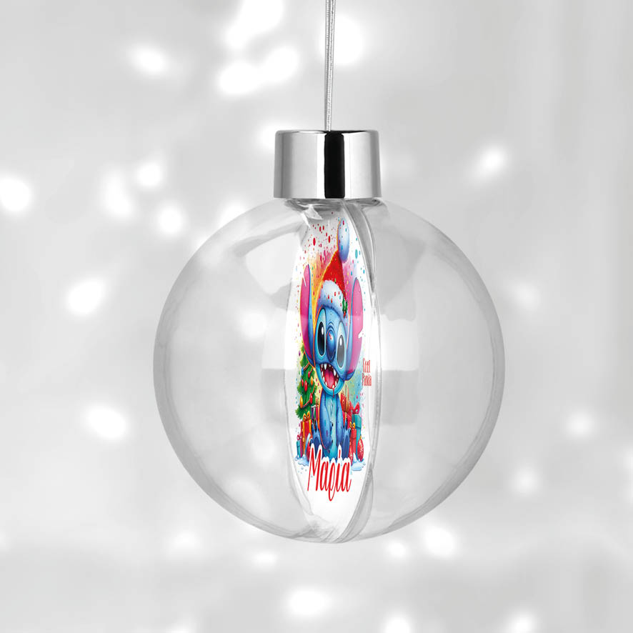 Διάφανη μπάλα με όνομα “Christmas Stitch”