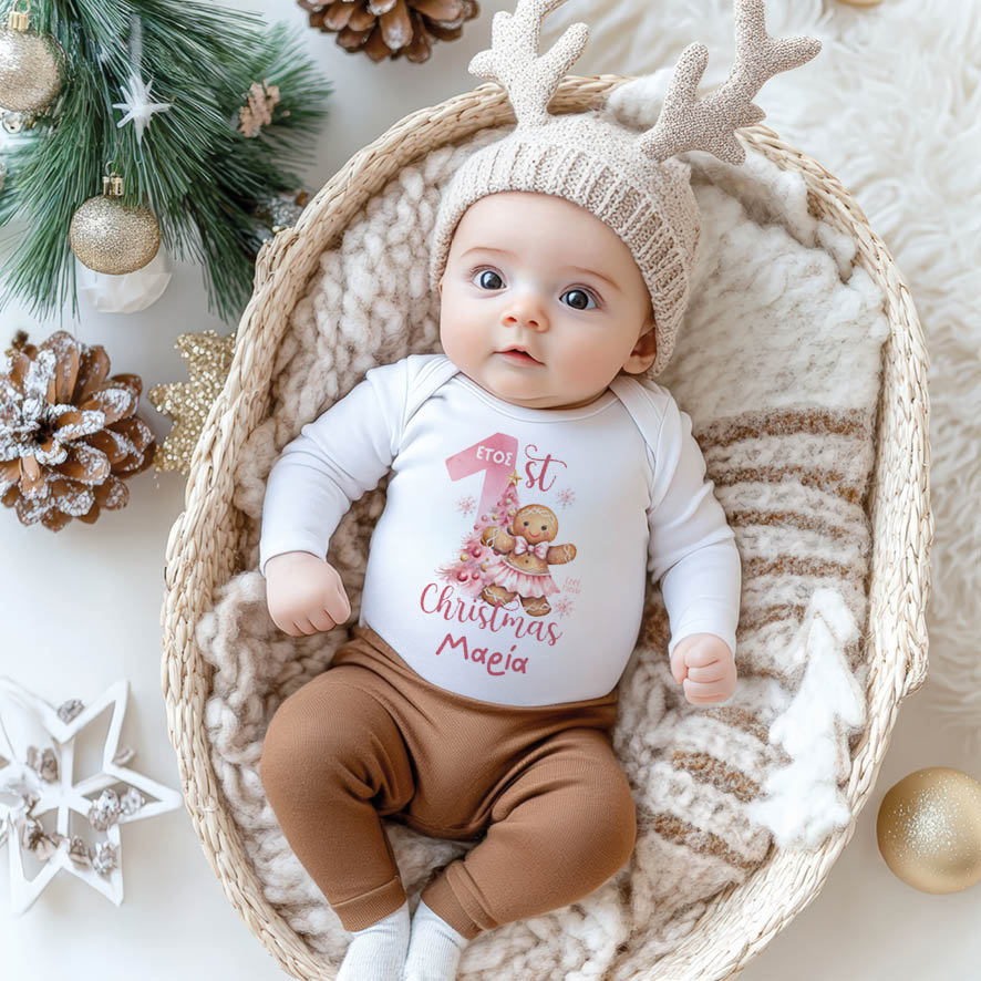 Βρεφικό Φορμάκι μακρυμάνικο “1st Christmas Cookie girl”