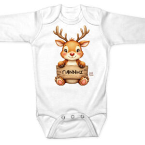 Βρεφικό Φορμάκι μακρυμάνικο “Μωρό τάρανδος με ταμπέλα”