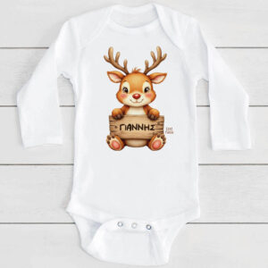 Βρεφικό Φορμάκι μακρυμάνικο “Μωρό τάρανδος με ταμπέλα”