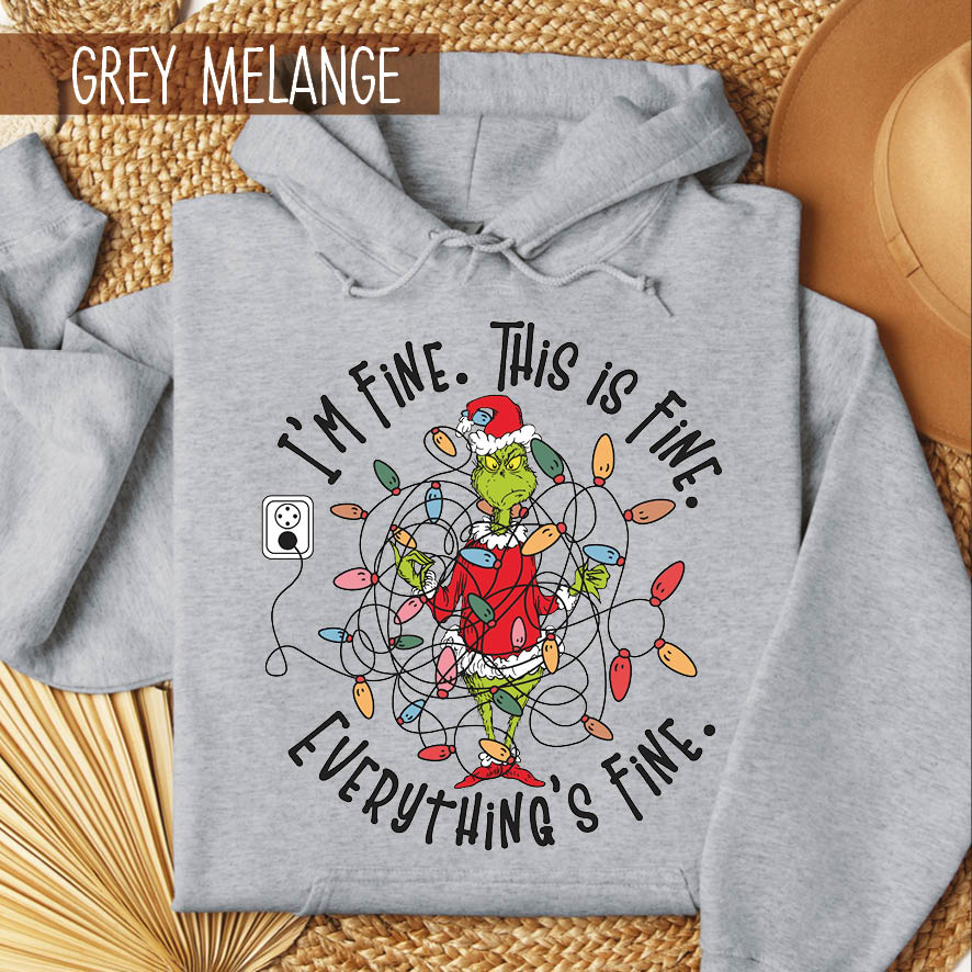Φούτερ unisex με κουκούλα “I’m Fine Grinch”